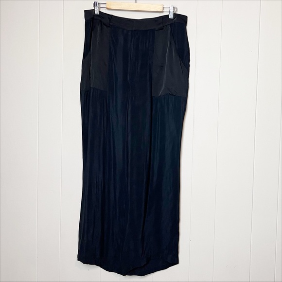 Good American Semi Sheer Trousers 4 XL black lightweight‎ pants satin pockets - Picture 3 of 14